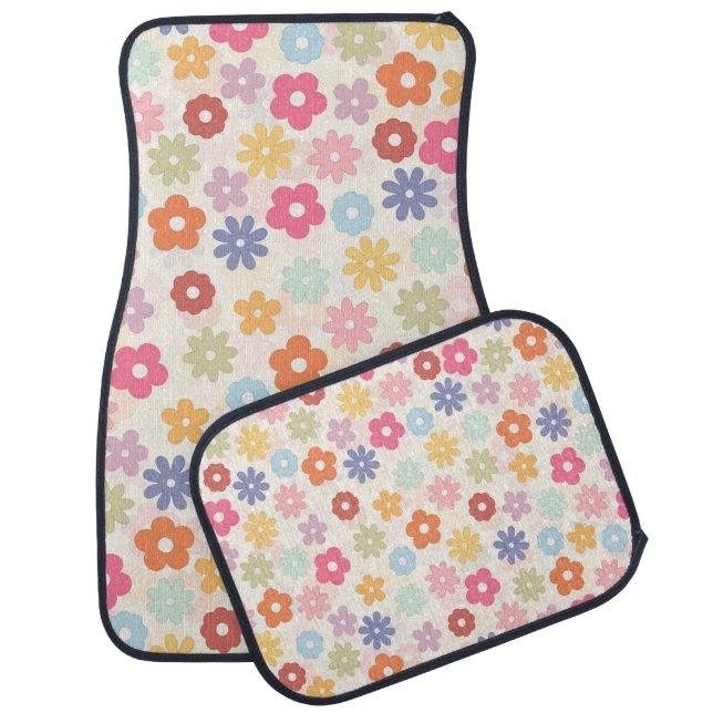 Summer 70’s Boho Retro Daisy Flowers Car Floor Mat (Set)
