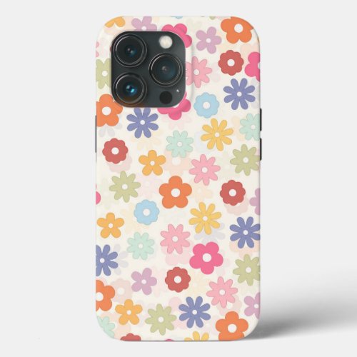 Summer 70s Boho Retro Daisy Flowers iPhone 13 Pro Case