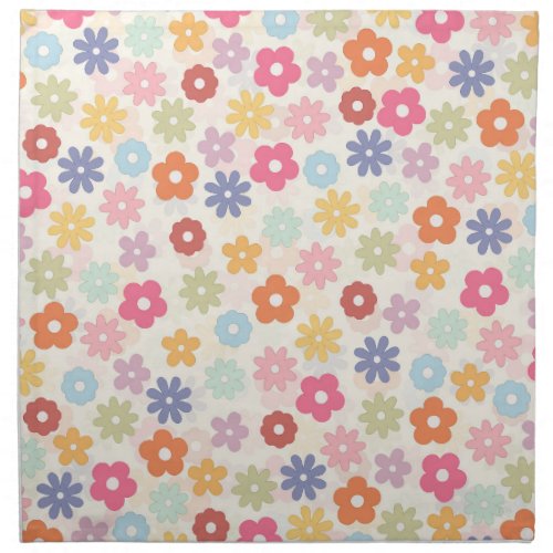 Summer 70s Boho Retro Daisy Flowers Cloth Napkin