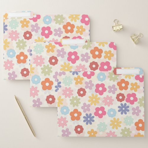 Summer 70s Boho Retro Daisy Flowers File Folder