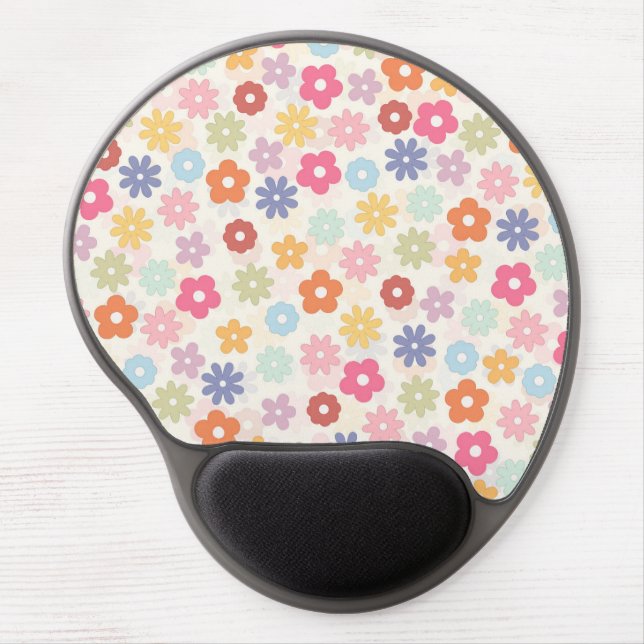 Summer 70’s Boho Retro Daisy Flowers Gel Mouse Pad (Front)