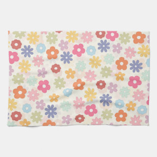 Summer 70’s Boho Retro Daisy Flowers Kitchen Towel
