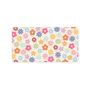Summer 70’s Boho Retro Daisy Flowers Label