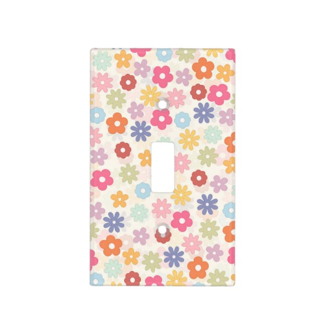Summer 70’s Boho Retro Daisy Flowers Light Switch Cover (Front)