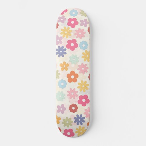 Summer 70s Boho Retro Daisy Flowers Skateboard