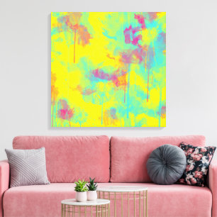 Summer abstract Colorful fun Watercolor splatters Canvas Print