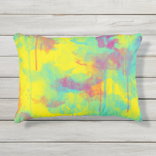 Summer abstract Colorful fun Watercolor splatters Outdoor Pillow