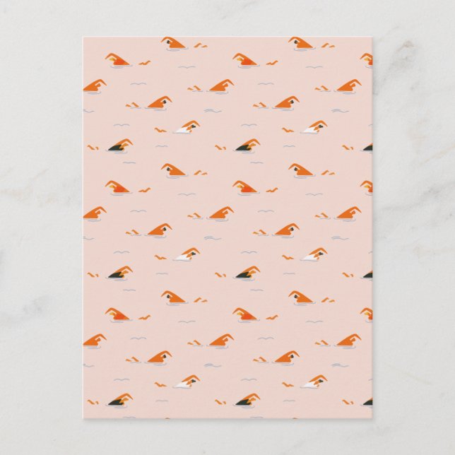 Summer Abstract Swimming Lanes Pool  Announcement Postcard (Front)