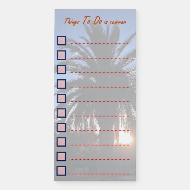 Summer Activities Checklist Magnetic Notepad (Front)