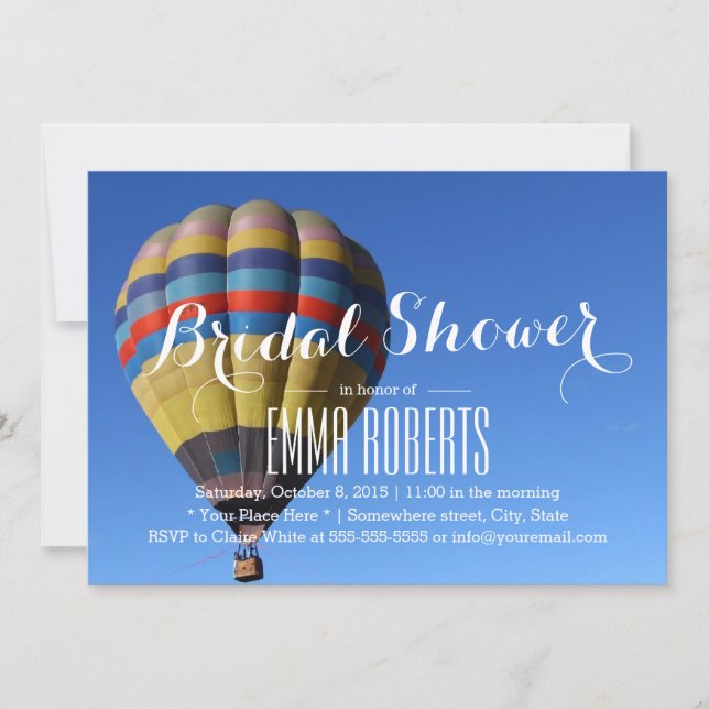 Summer Adventure Hot Air Balloon Bridal Shower Invitation (Front)