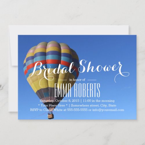 Hot Air Balloon Bridal Shower Invitations 5" X 7" Invitation Card