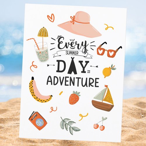 Summer Adventure Quote Colorful Postcard
