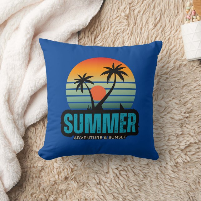 Summer Adventure Throw Pillow (Blanket)