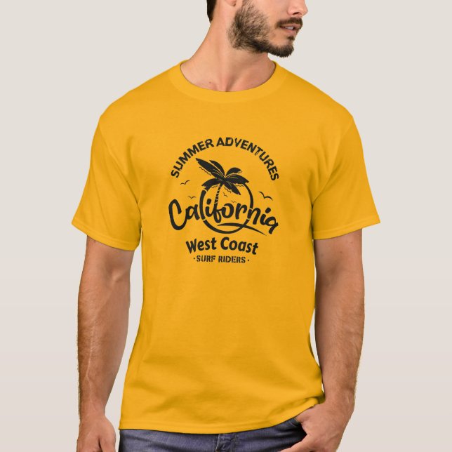 Summer adventures California West Coast Surf Rider T-Shirt (Front)
