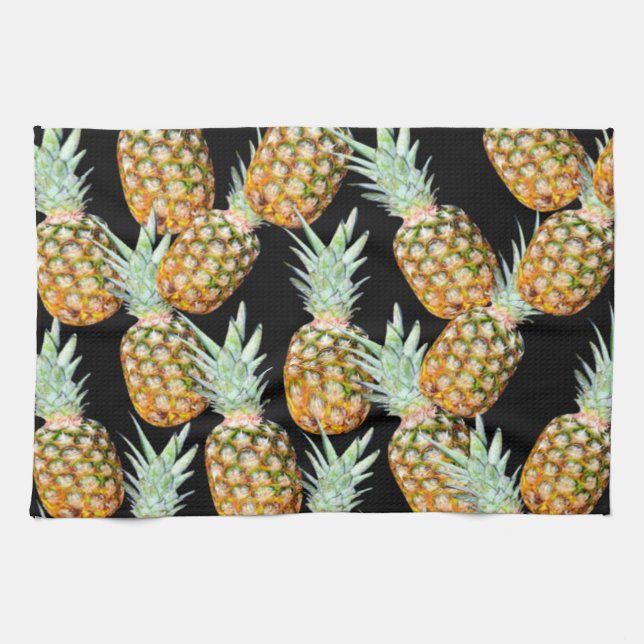 summer aloha hawaiian tropical fruit pineapple kitchen towel (Horizontal)