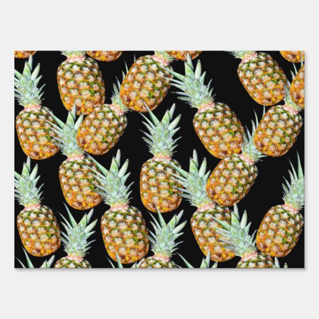 summer aloha hawaiian tropical fruit pineapple sign (Front)