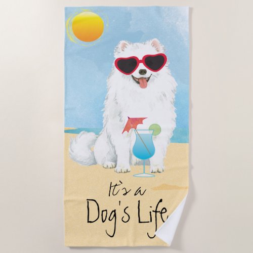 Summer American Eskimo Dog Beach Towel