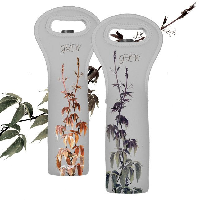 Summer and Autumn Vines Personalized Gray Wine Bag (Creator Uploaded)