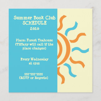 Summer and Spring Book Club Schedule & Invitation