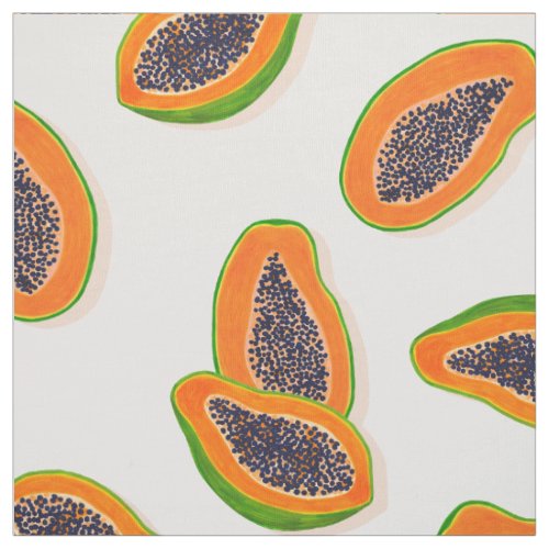 Summer and Tropical Papaya Fruits Pattern Fabric