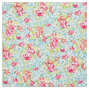 Summer Aqua Blue Pink Lime Green Paint Splatter Fabric
