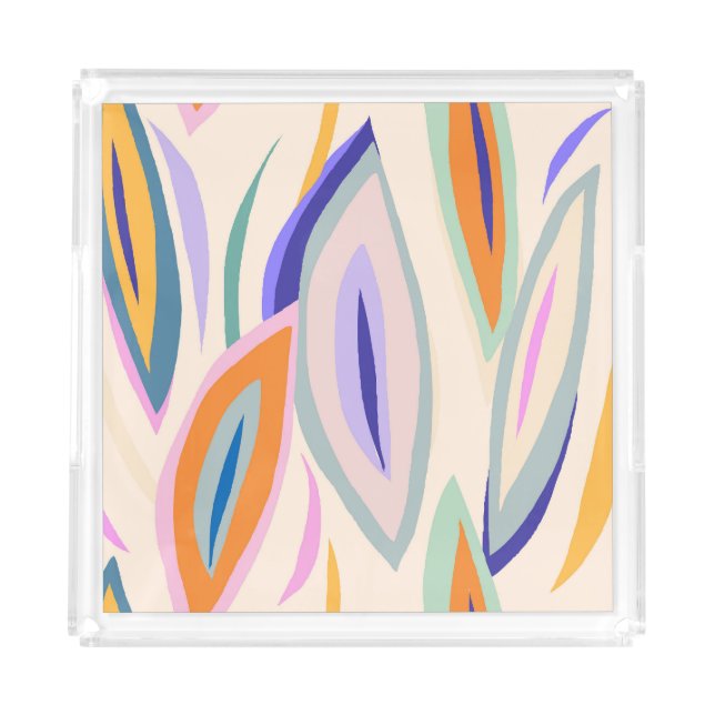 Summer Art: Creative Collage Pattern Acrylic Tray (Front)