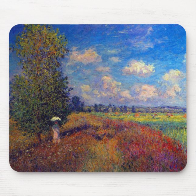 Summer art impressionist poppy fields by Monet Mouse Pad (Front)