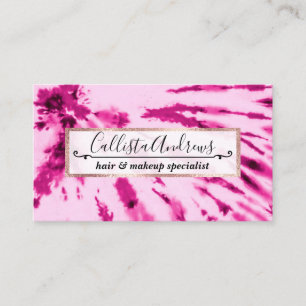 Summer Artsy Girly Neon Blush Pink Tie Dye Pattern Business Card