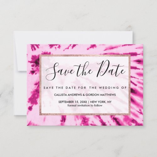 Summer Artsy Girly Neon Blush Pink Tie Dye Pattern Save The Date