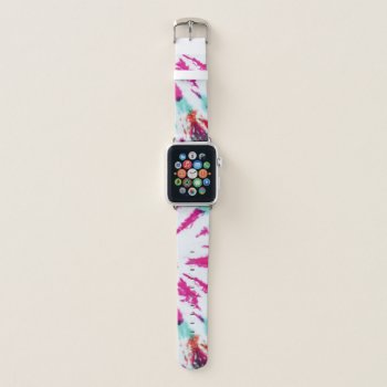 Summer Artsy Girly Neon Teal Pink Tie Dye Pattern Apple Watch Band by _LaFemme_ at Zazzle