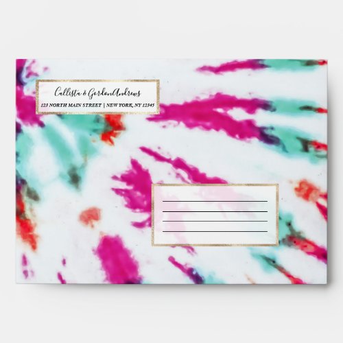 Summer Artsy Girly Neon Teal Pink Tie Dye Pattern Envelope