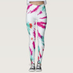 Summer Artsy Girly Neon Teal Pink Tie Dye Pattern Leggings<br><div class="desc">This modern and artsy bohemian pattern is perfect for the summer months. It features a neon pink, purple, teal green, and orange abstract tie-dye pattern on a simple white background. It's cool, unique, and fashionably trendy. ***IMPORTANT DESIGN NOTE: For any custom design request such as matching product requests, color changes,...</div>