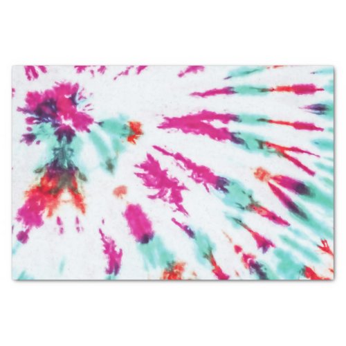 Summer Artsy Girly Neon Teal Pink Tie Dye Pattern Tissue Paper