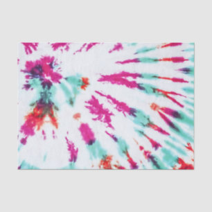 Summer Artsy Girly Neon Teal Pink Tie Dye Pattern Tissue Paper