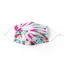 Summer Artsy Girly Neon Teal Pink Tie Dye Safety Adult Cloth Face Mask