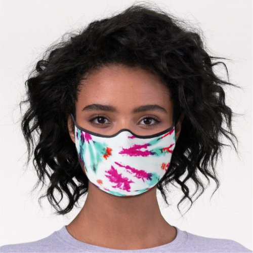 Summer Artsy Girly Neon Teal Pink Tie Dye Safety Premium Face Mask