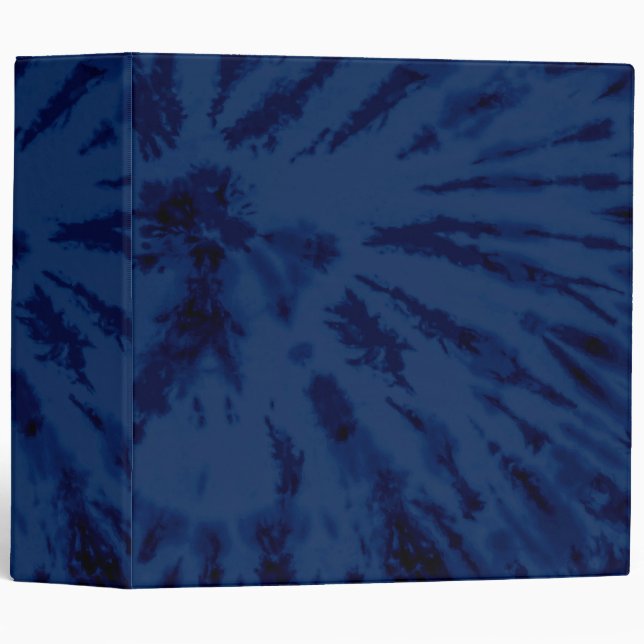 Summer Artsy Navy Blue Tie Dye Swirl 3 Ring Binder (Front/Spine)