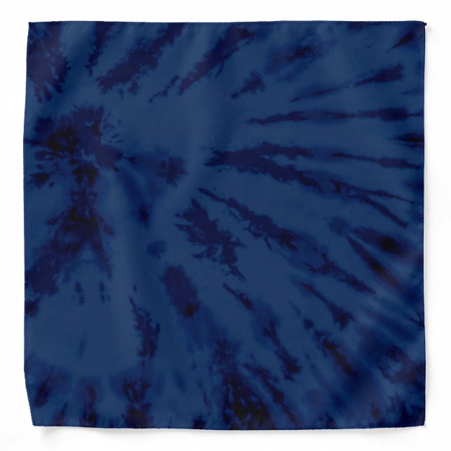 Summer Artsy Navy Blue Tie Dye Swirl Bandana (Front)