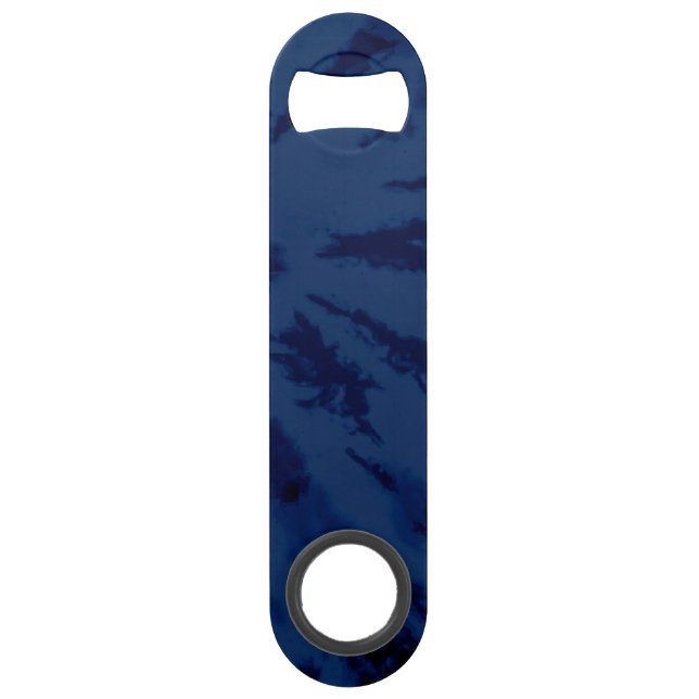 Summer Artsy Navy Blue Tie Dye Swirl Bar Key (Front)