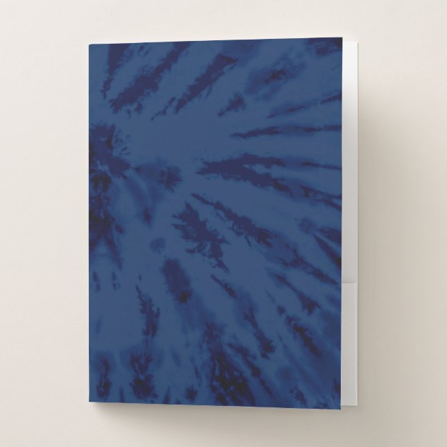 Summer Artsy Navy Blue Tie Dye Swirl Pocket Folder (Front)