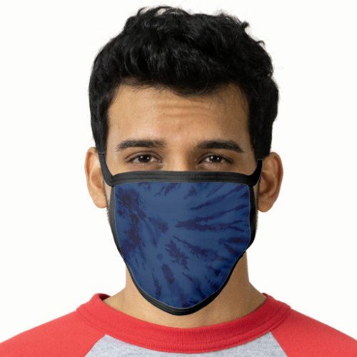 Summer Artsy Navy Blue Tie Dye Swirl Safety Face Mask