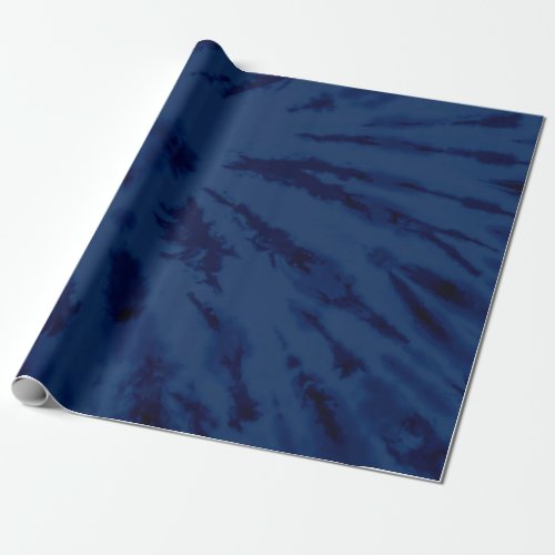 Summer Artsy Navy Blue Tie Dye Swirl Wrapping Paper