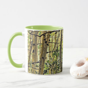 Summer Aspen Tree Woodland Violet Green Coffee Mug