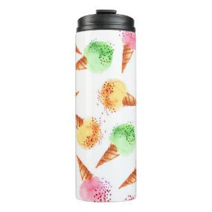 Summer assorted ice dessert color watercolor drawi thermal tumbler