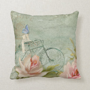 Summer at the Cottage - Porch Roses n Bicycle Throw Pillow