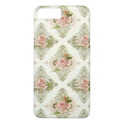 Summer at the Cottage Vintage Damask Rose Pattern iPhone 8 Plus7 Plus Case