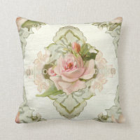 Summer at the Cottage - Vintage Style Modern Roses Throw Pillow