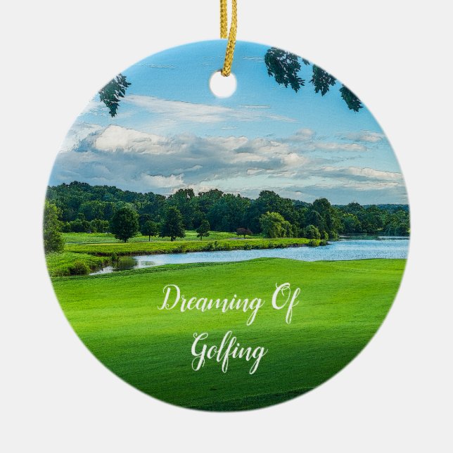 Summer At The Golf Course Ceramic Ornament (Front)