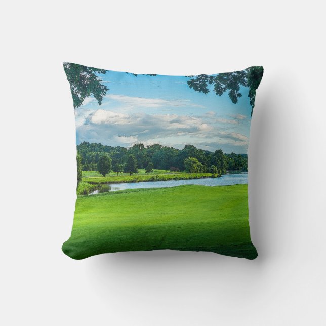Summer At The Golf Course Throw Pillow (Front)