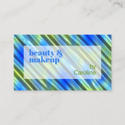 Summer Azure Blue Lime Green Stripes Art Pattern Business Card